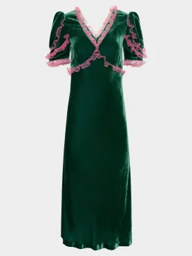 Anais Dress in Bright Emerald