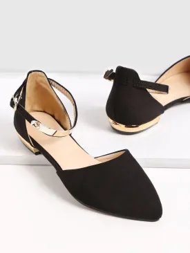 Black Point Toe Metallic Slingbacks Flats