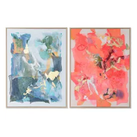 Canvas Home ESPRIT Blue Pink polystyrene Canvas Abstract Modern 94 x 4 x 123,5 cm (2 Units)