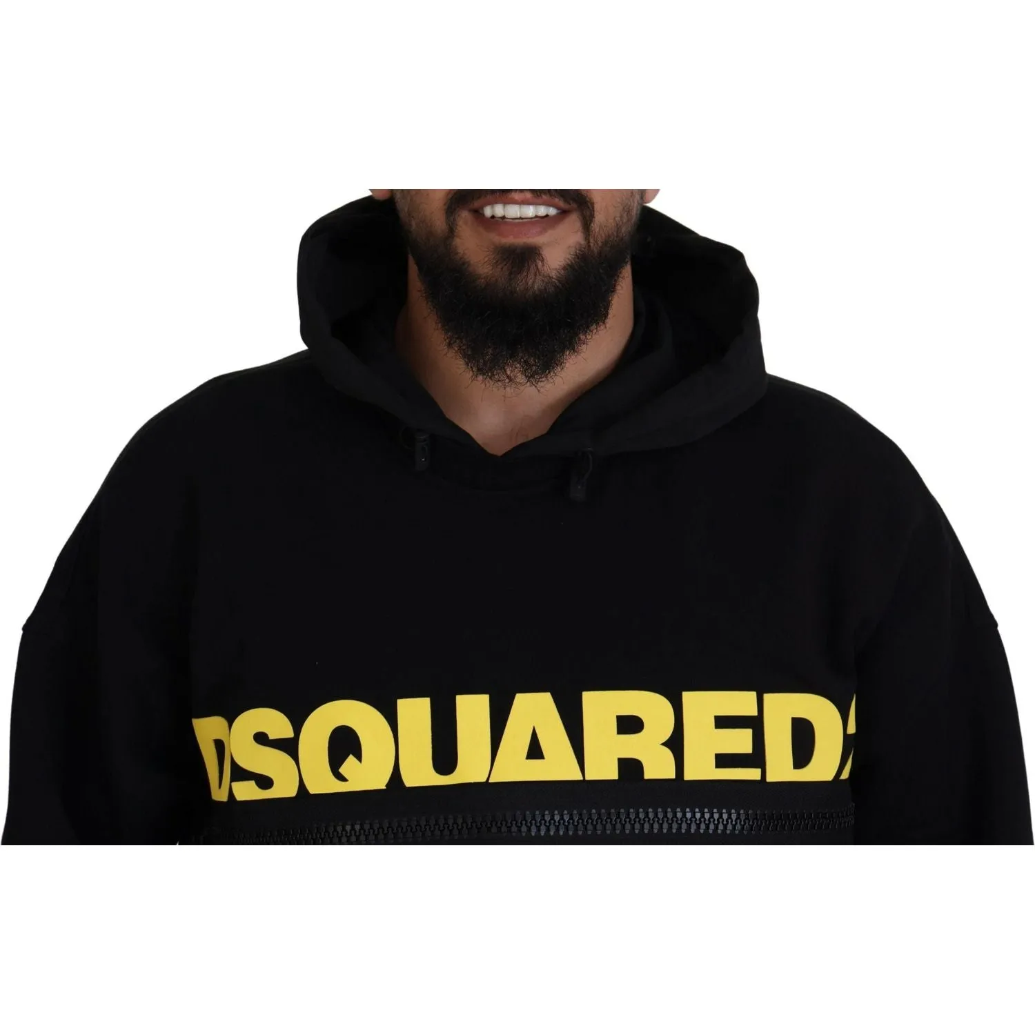 Dsquared² Black Cotton Hooded Printed Pullover Sweater