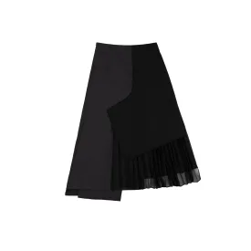 Herringbone combo pleated skirt