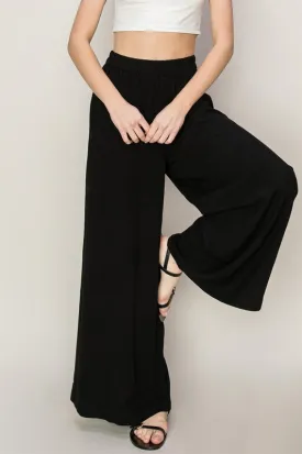 Linen Wide Leg Pants Black