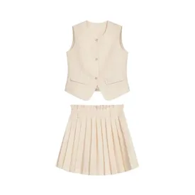 Pre Order:  Button Down Vest   Pleated Tennis Skirt Set