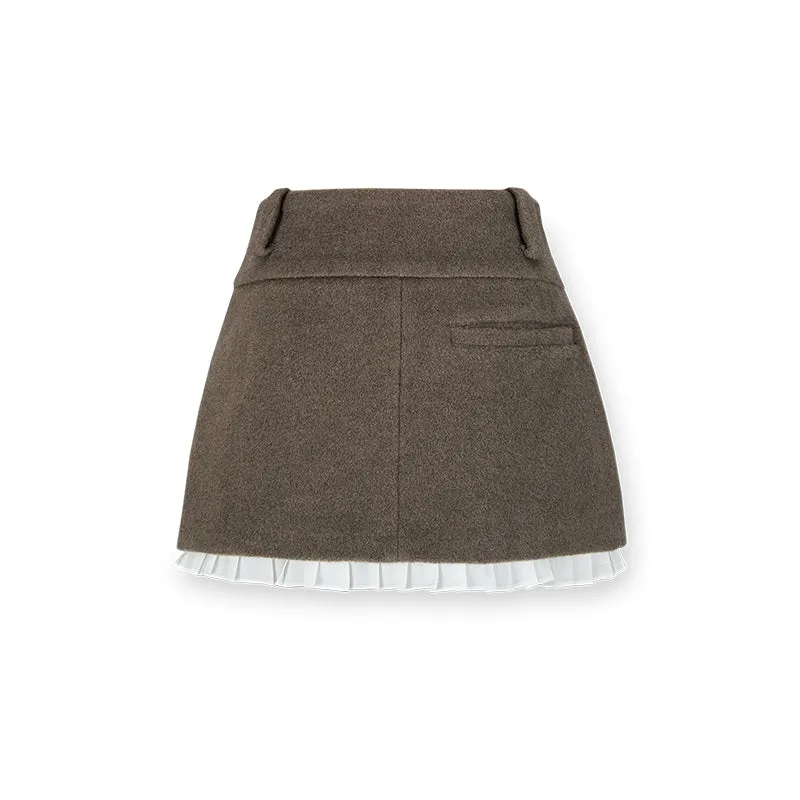 Rational Imbalance A-line Lace Wool Skirt