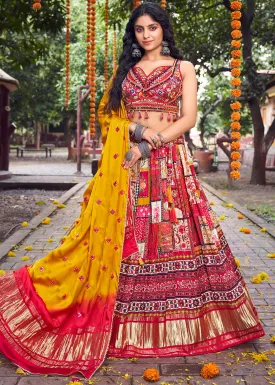 Red & Yellow Ready to Wear Designer Silk Lehenga Choli