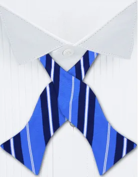 Self Tie Blue Striped Bow Tie