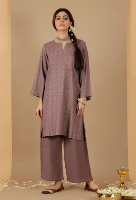 Set Of 2: Bandhani Flared Sleeves Kurta With loose straight Pants