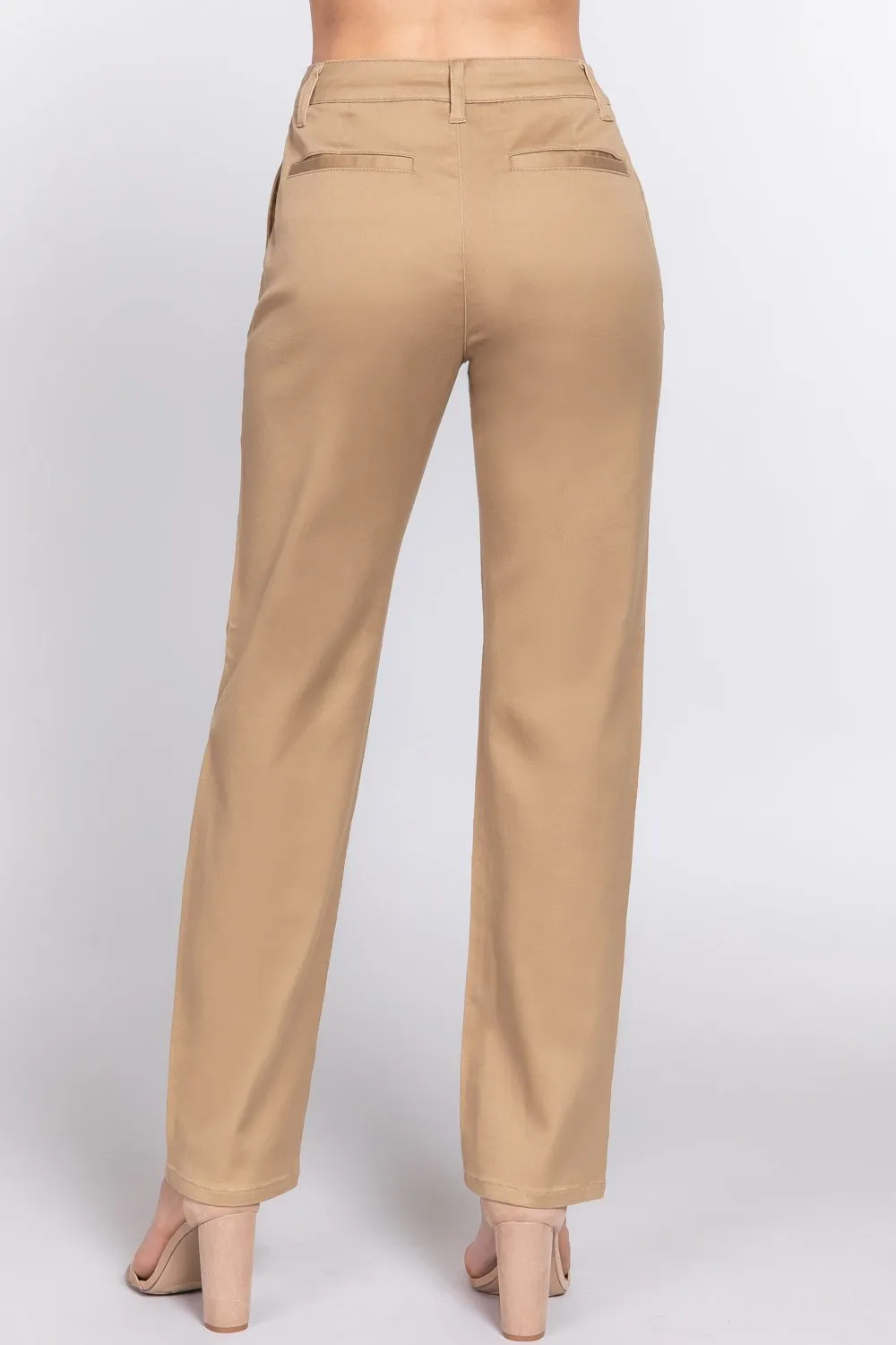 Straight fit twill long pants